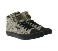 BRITISH KNIGHTS Dee Damen Mid-Top Sneaker mit Geparden-Muster Schnür-Schuhe mit verstärktem Zehenbereich in Oliv-Grün oder Beige/Schwarz