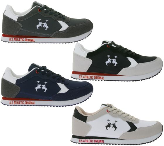 U.S. ATHLETIC Speed ​​Run Men's Sport Sneakers in Canvas/Suede Look, Lace-Up Shoes, Trainers, Gray, Black, White, or Navy