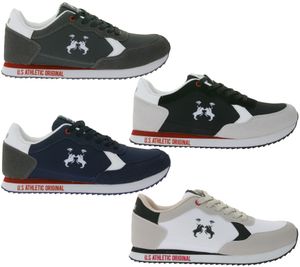 U.S. ATHLETIC Speed ​​Run Men's Sport Sneakers in Canvas/Suede Look, Lace-Up Shoes, Trainers, Gray, Black, White, or Navy