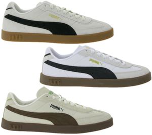 PUMA Club II Era Men's Genuine Leather Shoes Women's Sneakers in a Retro Football Design with Softfoam Beige/Black, White/Black, or Beige/Brown