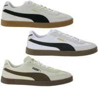 PUMA Club II Era Men's Genuine Leather Shoes Women's Sneakers in a Retro Football Design with Softfoam Beige/Black, White/Black, or Beige/Brown