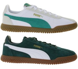 PUMA Club Kayzer Suede Men's Suede Shoes, Retro Football Sneakers with Softfoam, White/Green or Green/White