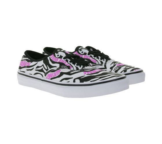 VANS Authentic Kids' Zebra-Design Canvas Sneakers, Lace-Up Shoes with Pink Logo, Teen Girls' Zebra Daze VN0A4UH3BMA1 Black/White