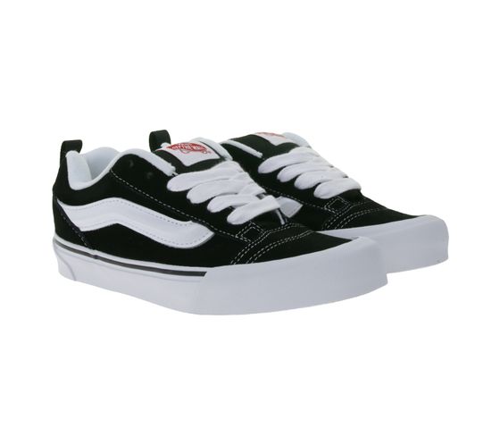 VANS Knu Skool Damen Echtleder-Sneaker modische Low-Top Schuhe Gummi-Waffelsohle VN0009QC6BT1 Schwarz