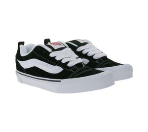 VANS Knu Skool Damen Echtleder-Sneaker modische Low-Top Schuhe Gummi-Waffelsohle VN0009QC6BT1 Schwarz