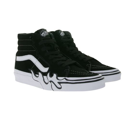 VANS SK8-Hi Flame Damen High-Top Sneaker mit Flammen-Design Wildleder-Schuhe VN0005UJBZW1 Schwarz/Weiß
