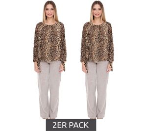 2-Pack Vestino Women's Off-Shoulder Carmen Blouse with Leopard Print Summer Shirt 900319 Beige/Black