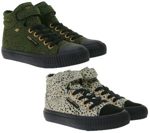 Zapatillas deportivas de media caña para niños BRITISH KNIGHTS Dee con lunares - Zapatillas con cordones para niñas y niños con puntera reforzada - Negro/Verde Oliva o Beige/Negro
