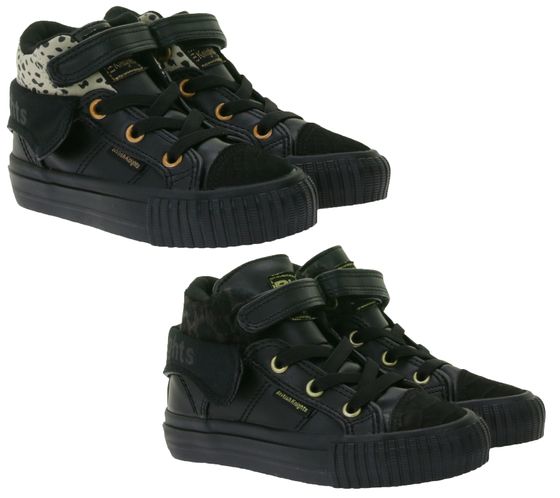 Zapatillas deportivas BRITISH KNIGHTS Roco Baby de caña media con estampado de leopardo - Zapatillas con cordones y puño plegable - Niñas B48-3709I Negro