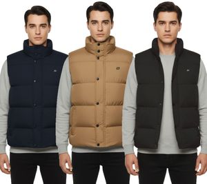 BLEND Tomy Herren Stepp-Weste warm gefütterte Übergangs-Weste mit hohem Kragen 20716813 ME Blau, Beige oder Schwarz