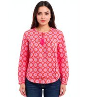 Blusa de algodón para mujer ZWILLINGSHERZ, blusa de verano con estampado paisley integral 33125, azul, rosa o turquesa