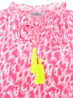 Blusa de verano para mujer ZWILLINGSHERZ "Leopardo Colorido" con estampado de leopardo 33224 Azul/Rosa o Rosa/Amarillo/Blanco