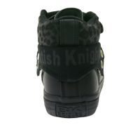 BRITISH KNIGHTS Roco Kids' Mid-Top Sneakers with Cheetah Print, Lace-Up Shoes with Fold-Down Cuff, Teen Girls B48-3709C Black or Black/Beige