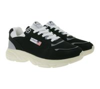 U.S. ATHLETIC Flag Men's Casual Sneakers with Overlay Look, Lace-Up Shoes, Black/White or Navy/White