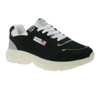 U.S. ATHLETIC Flag Men's Casual Sneakers with Overlay Look, Lace-Up Shoes, Black/White or Navy/White