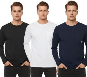 11 PROJECT Emilio Men's Long-Sleeve Basic Shirt with Crew Neck, Cotton Shirt 21300996ME, Blue, White, or Black