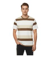 11 PROJECT Frankie Men's Cotton T-Shirt, Color-Blocking Summer Shirt 21301046ME Brown/White, Blue/White, or Black/White