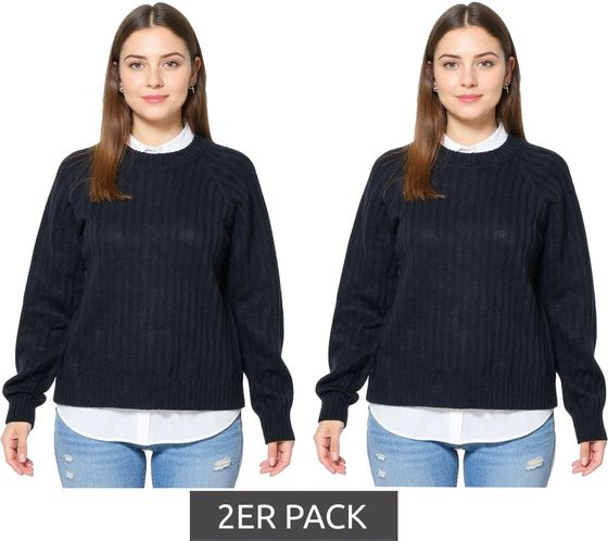2-Pack Women's Knit Sweaters with Round Neck, Everyday Sweater 957804 Black