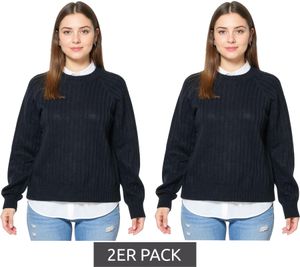 2-Pack Women's Knit Sweaters with Round Neck, Everyday Sweater 957804 Black
