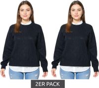 2-Pack Women's Knit Sweaters with Round Neck, Everyday Sweater 957804 Black