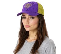 3er Sparpack Pussycat Dolls Unisex Trucker-Cap Baseball-Cap mit atmungsaktiven Mesh-Einsatz Baumwoll-Cap Fan-Mütze TC110470PCD Lila/Gold