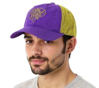 3er Sparpack Pussycat Dolls Unisex Trucker-Cap Baseball-Cap mit atmungsaktiven Mesh-Einsatz Baumwoll-Cap Fan-Mütze TC110470PCD Lila/Gold
