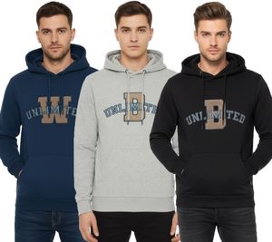 BLEND Herren Kapuzenpullover Baumwoll-Sweatshirt mit UNLIMITED Schriftzug 20717207 Schwarz, Grau oder Blau