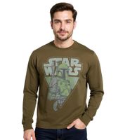 2er Sparpack RE:COVERED X STAR WARS Herren Langarm-Shirt Mandalorian Print Baumwoll-Pullover Rundhals-Shirt RCDIF2046 Khaki