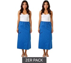 2er Sparpack Aniston CASUAL Damen Cargo-Rock Sommer-Rock Midi-Länge Baumwoll-Rock mit Gummizug 77100947 Blau