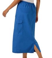 2er Sparpack Aniston CASUAL Damen Cargo-Rock Sommer-Rock Midi-Länge Baumwoll-Rock mit Gummizug 77100947 Blau