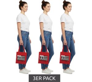 3er Sparpack Underoath Metalcore-Band Umhänge-Tasche stylische Einkaufstasche Fan-Artikel 31 x 33 x 3 cm LB1071901UND Rot/Schwarz/Weiß