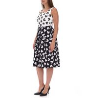 2er Sparpack Damen Sommer-Kleid mit grafischem Druck Baumwoll-Kleid ohne Ärmel Midi-Kleid 948746 Weiß/Schwarz