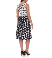 2er Sparpack Damen Sommer-Kleid mit grafischem Druck Baumwoll-Kleid ohne Ärmel Midi-Kleid 948746 Weiß/Schwarz