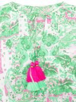 Chemisier en coton ZWILLINGSHERZ pour femme - Chemisier d'été à motif cachemire intégral 33214 Bleu/Rose/Blanc ou Vert/Rose/Blanc