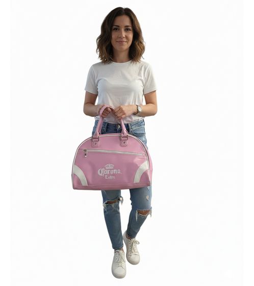 Borsa bowling da donna con birra Corona, borsa a mano, borsa a tracolla con logo, 38 x 26 x 14 cm, rosa