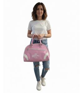 Borsa bowling da donna con birra Corona, borsa a mano, borsa a tracolla con logo, 38 x 26 x 14 cm, rosa
