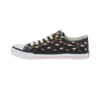 Sneakers basse da donna BRITISH KNIGHTS Master Lo con stampa fenicotteri, stringate in tela B49-3721-01, nere
