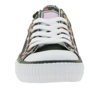 Sneakers basse da donna BRITISH KNIGHTS Master Lo con stampa fenicotteri, stringate in tela B49-3721-01, nere