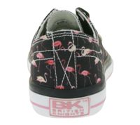 Sneakers basse da donna BRITISH KNIGHTS Master Lo con stampa fenicotteri, stringate in tela B49-3721-01, nere