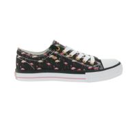 Sneakers basse da donna BRITISH KNIGHTS Master Lo con stampa fenicotteri, stringate in tela B49-3721-01, nere