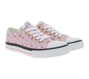 BRITISH KNIGHTS Master Lo Damen Low-Top Sneaker mit Flamingo-Print Schnür-Schuhe aus Canvas B49-3721-02 Rosa