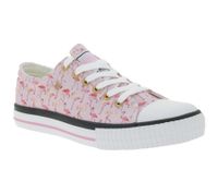 BRITISH KNIGHTS Master Lo Damen Low-Top Sneaker mit Flamingo-Print Schnür-Schuhe aus Canvas B49-3721-02 Rosa