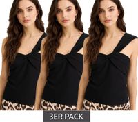 3-Pack Women's Summer Top, Asymmetrical Wrap Style, 906010 Black