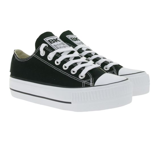 BRITISH KNIGHTS Kaya Low Damen Low-Top Canvas-Sneaker mit verstärktem Zehenbereich Schnür-Schuhe B49-3705-02 Schwarz