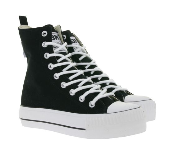 BRITISH KNIGHTS Kaya High Damen High-Top Canvas-Sneaker mit Plateau-Sohle Schnür-Schuhe mit verstärktem Zehenbereich B49-3703-02 Schwarz