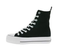 BRITISH KNIGHTS Kaya High Damen High-Top Canvas-Sneaker mit Plateau-Sohle Schnür-Schuhe mit verstärktem Zehenbereich B49-3703-02 Schwarz