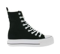 BRITISH KNIGHTS Kaya High Damen High-Top Canvas-Sneaker mit Plateau-Sohle Schnür-Schuhe mit verstärktem Zehenbereich B49-3703-02 Schwarz