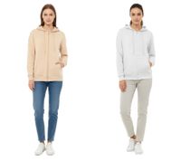 Sudadera con capucha y cremallera para mujer ZWILLINGSHERZ 46094, gris o beige