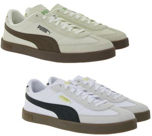 PUMA Club II Era Herren Echtleder-Schuhe Damen Sneaker im Fußball-Retro Design mit Softfoam Weiß/Schwarz oder Beige/Braun