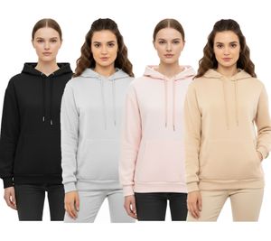 ZWILLINGSHERZ Women's Hoodie, Sweatshirt with Pocket 46093, Pink, Gray, Beige, or Black